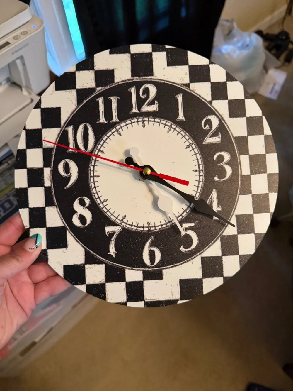 Black and White Plaid Clock